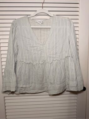 Love Riche Light Mint Babydoll V-Neck Peasant Top - Size L